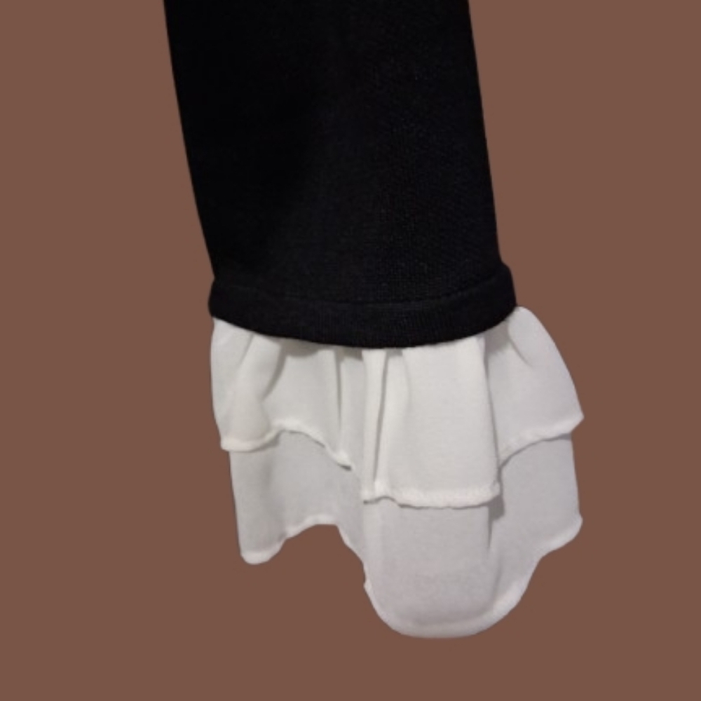 New "NWT" Nina Leonard Black Sweater Dress with White Cuff Details - Picture 3 of 9